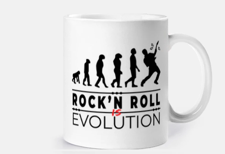 Cup rock n roll is evolution message humor