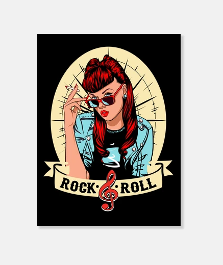 Wall rock rock and roll retro pin up girl rockabilly rockers canvas print