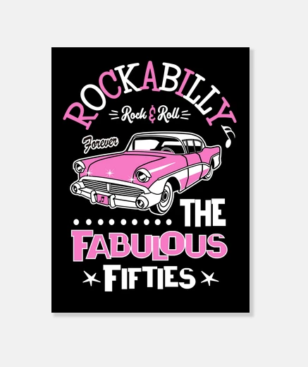 Wall rock rockabilly music pink rockers retro rock and roll fabulous fifties canvas print