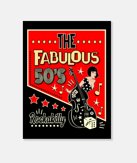 Wall rock rockabilly retro pin up vintage rock and roll rockers canvas
