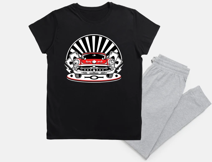 Pyjama rockabilly car retro vintage rock and roll