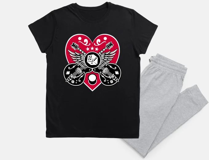Pajama rockabilly guitars rock and roll retro