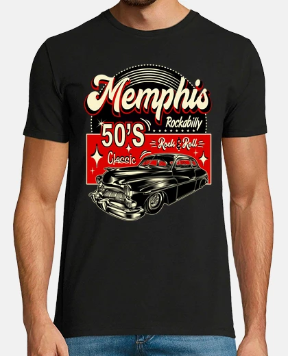 Tee-shirt rockabilly memphis tennessee USA vintage rock and roll rockers t-shirt voitures américaines classiqu
