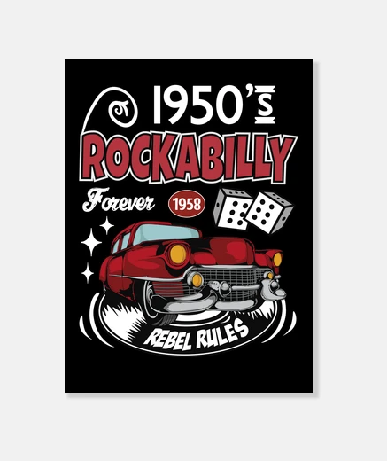 Wall rockabilly music rockers vintage rock usa rock and roll canvas print