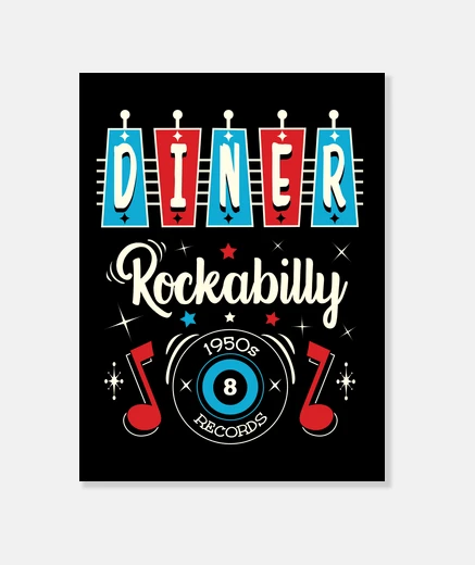 Wall rockabilly music vintage rock music usa rockers canvas print