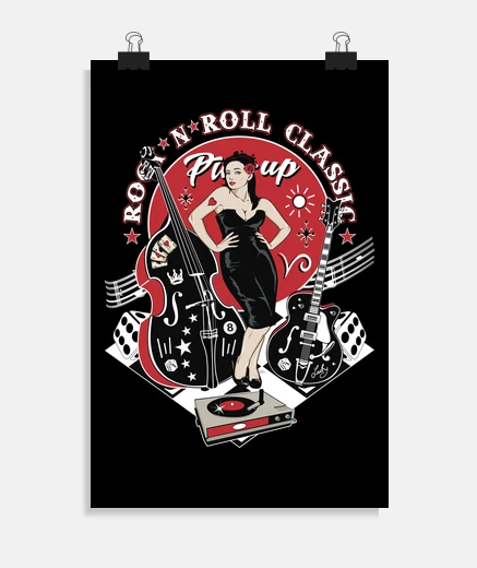 Poster rockabilly musique sexy pin up girl rétro rock and roll rockers pin-up des années 50 des années 60 a
