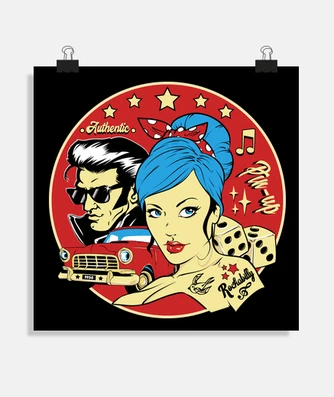 rockabilly pin up girl rockers rock and roll retro 50s 60s 70s music poster