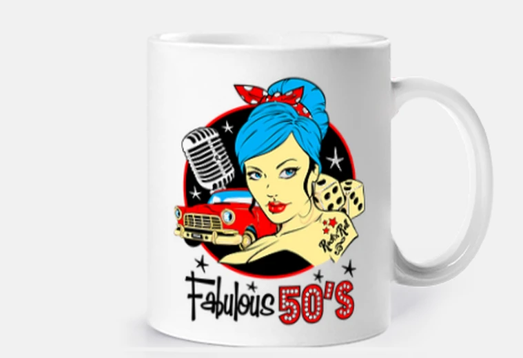 Cup rockabilly pin up girl rockers rock and roll retro 50s old school