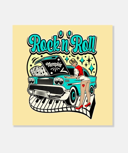 Wall rockabilly pin up girl rockers rock and roll retro 50s old school