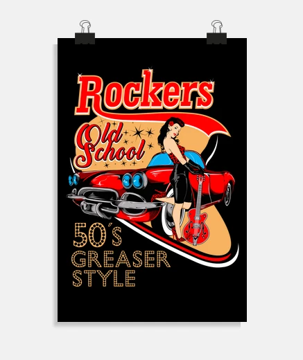 Poster rockabilly pin up girl rockers rock and roll rétro affiche de pin up sock hop des années 50