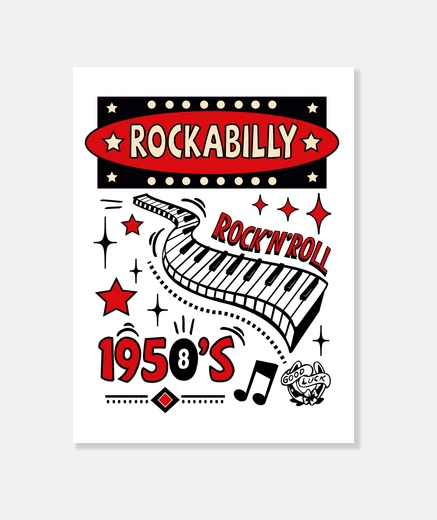 Wall rockabilly retro 1950s rockers usa music canvas print