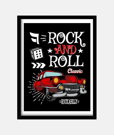 Framed rockabilly rock frame classic cars vintage rockers retro rock n roll