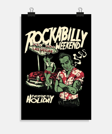 Poster rockabilly weekend las vegas psychobilly rock and roll vintage rockers poster