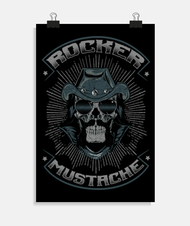 rocker skull vintage rockabilly psychobilly bikers skull poster
