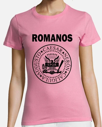 Camiseta romanos y ramones mujer rosa laTostadora