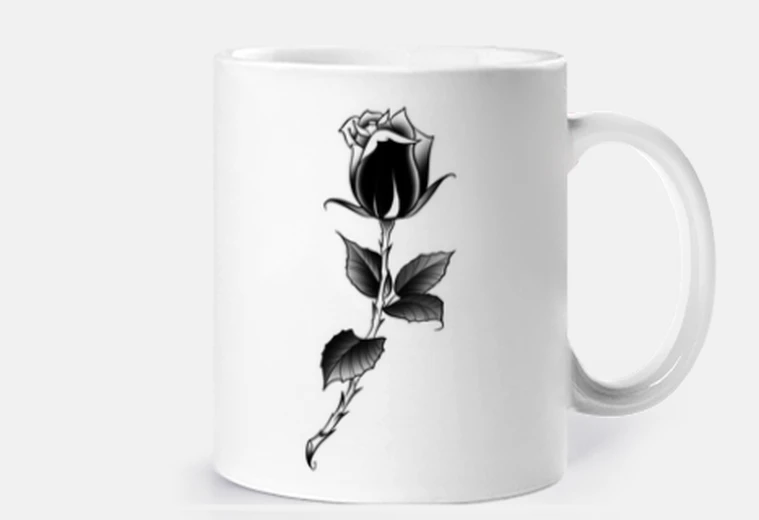 Tazza rosa style tatuaggio tradizionale vecch