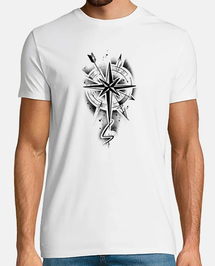 Tee-shirt Rose des vents dotwork sketch tattoo st