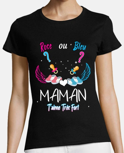 Tee-shirt Rose ou bleu amour de future maman