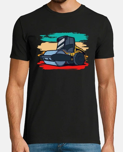 Tee-shirt rouleau compresseur rétro i bulldozer i rouleau compresseur pour enfants