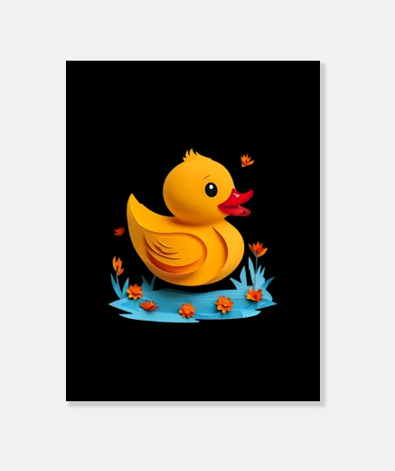 Wall Rubber Duck and Pond Papercut Style