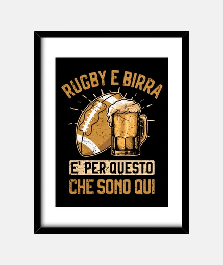 Framed rugby and rugby player gift beer