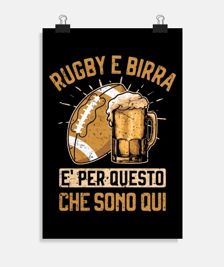 Poster rugby and rugby player gift beer