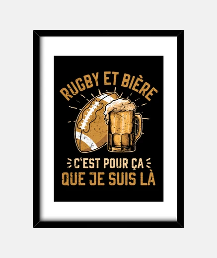 Cadre rugby et bière rugbyman drôle