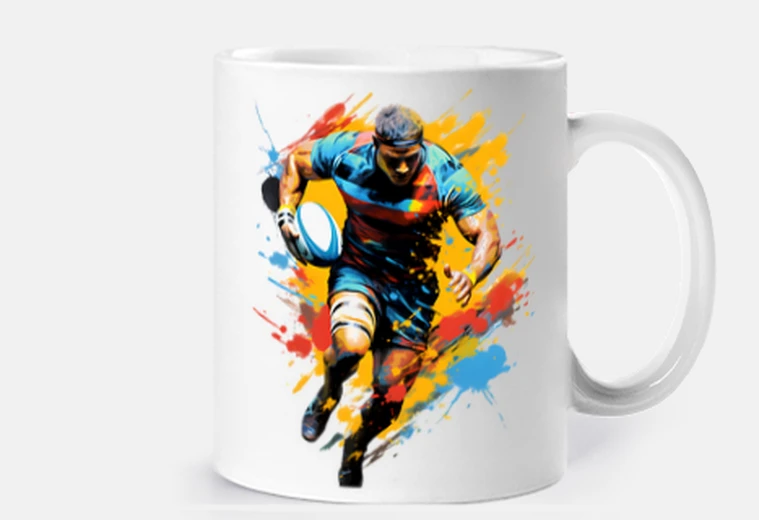 Mug Rugby, joueur en pleine action ,personnalisable , tasse 