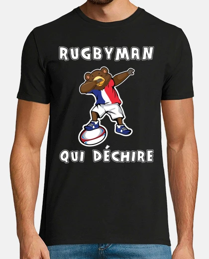 Tee-shirt Rugbyman qui dechire cadeau enfant ours