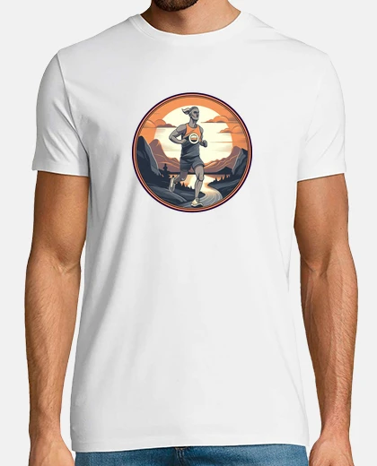 T-shirt runner runner between mountains