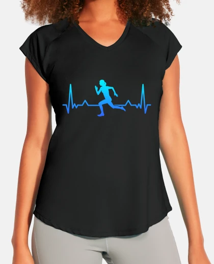 T-shirt Running Heartbeat Line Mom Runner Gift