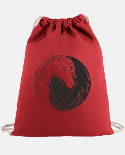 Sac sac à dos ,ying yang cheval blanc cheval noir , ch