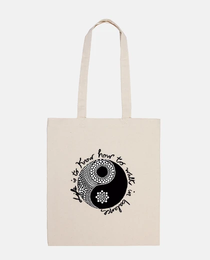 Sac sac cabas mandala ying yang, coloris naturel