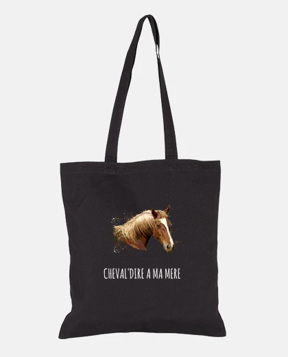 Sac sac femme , tote bag, cheval humour, idée de  cadeau pas cher .