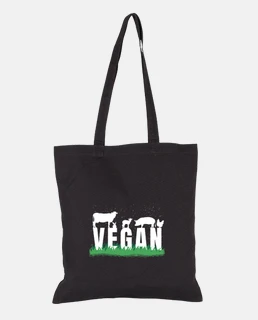 sac de femme , tote bag, vegan les animaux sont mes amis , vie saine donc nouriture vegan