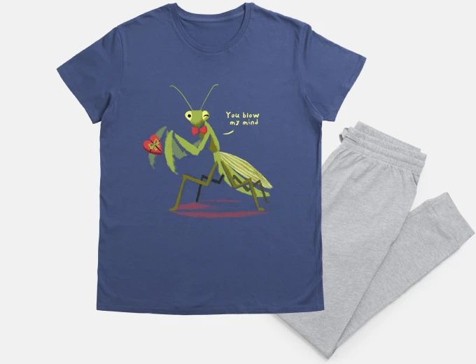 Pyjama saint valentine funny cute mantis pun