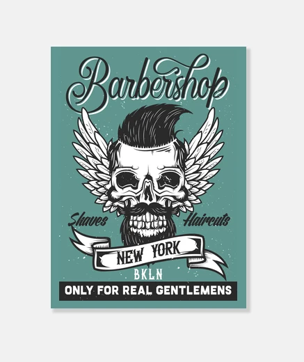 Tableau salon de coiffure vintage design skull vintage salon de coiffure