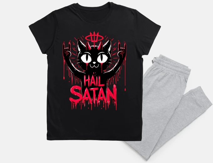 Pigiama saluta satana gatto divertente
