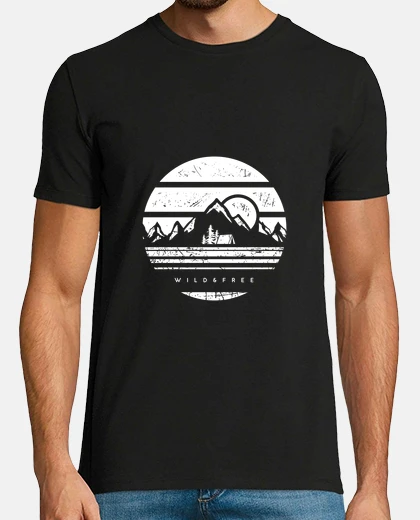 Playera salvaje y libre en blanco y negro