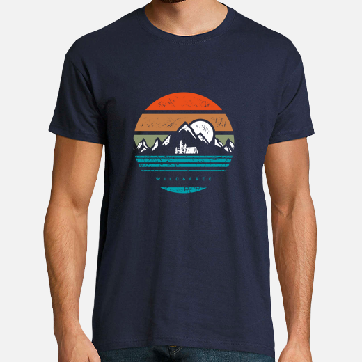 salvaje y libre - camiseta de montaña colorida vintage