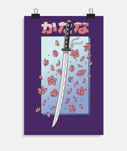 Poster samourai , katana, femme , japon, forgé