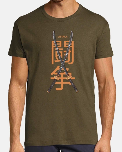Tee-shirt samurai , katana , attaque , viet vo dao