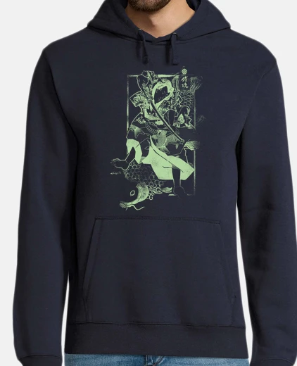 Hoodie samurai and green carp