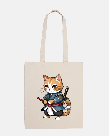 Bag samurai cat with katana viet vo dao shopping bag beach sport poster