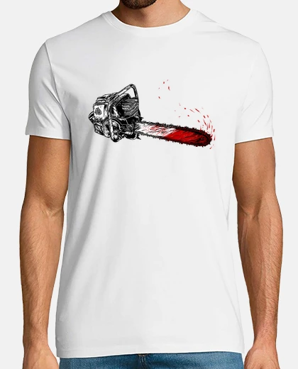 T-shirt sanguinosa motosega legname di legname