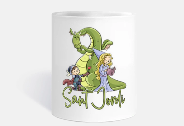 Taza Sant Jordi con rosa y dragon