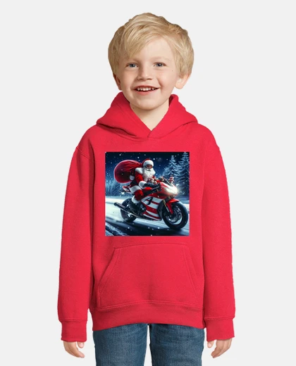 Kids santa christmas on his motorbike