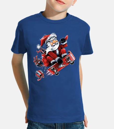 Kids santa skateboarding