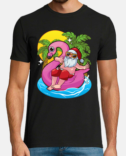 santa claus beach float flamingo