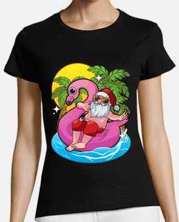 santa claus beach float flamingo